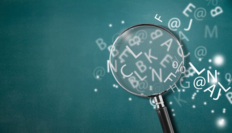 magnifying glass with clipart letters