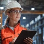 engineer working on tablet